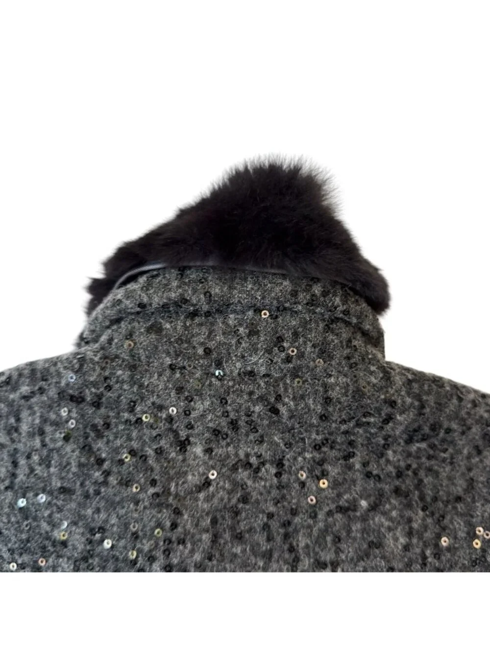 Blumarine Girls 3T Coat Wool Blend Black w Logo Detachable Faux Fur Collar Italy - Picture 9 of 16